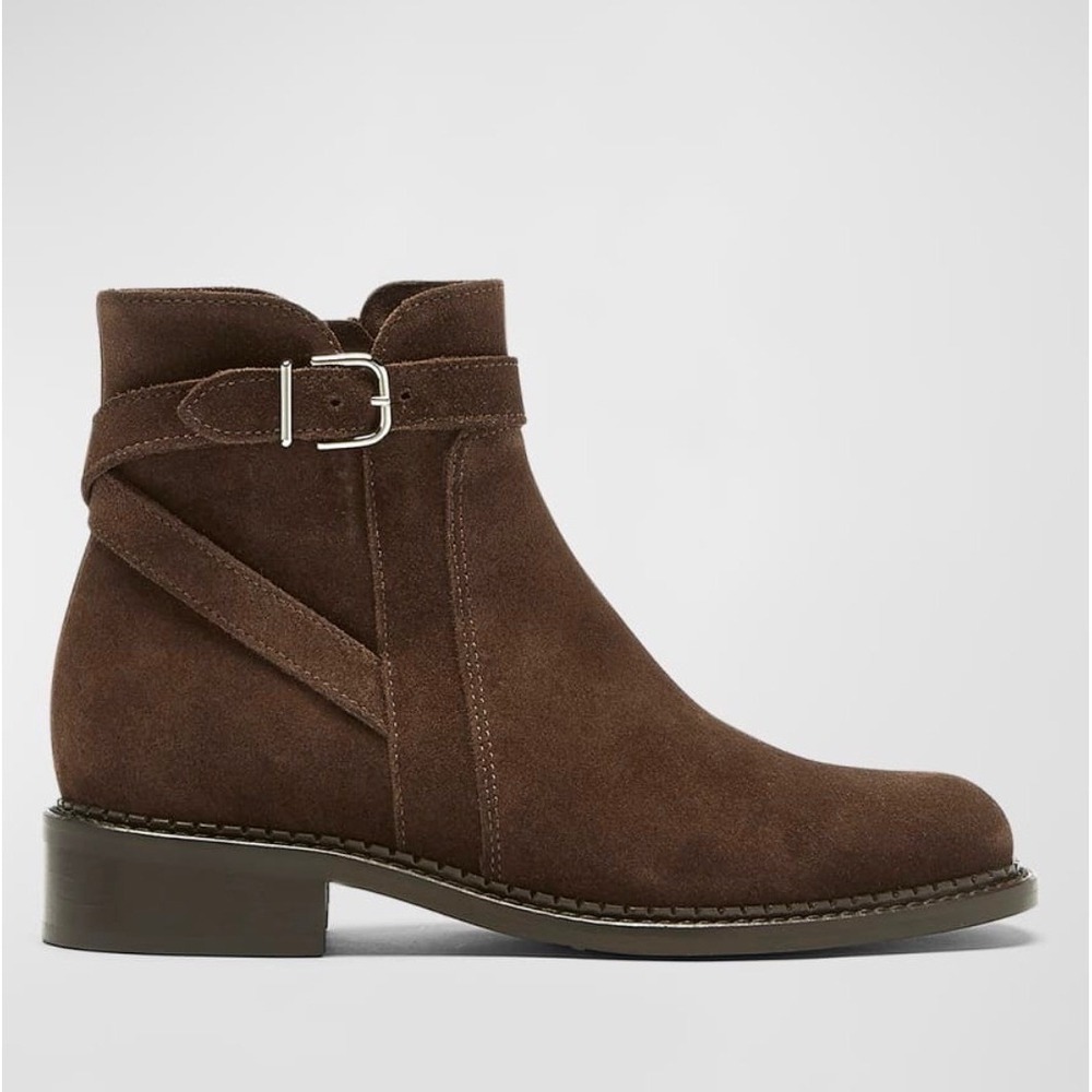 La Canadienne Sarah Brown Suede Buckle Ankle Boots Womens 6 M 40853 Canada New